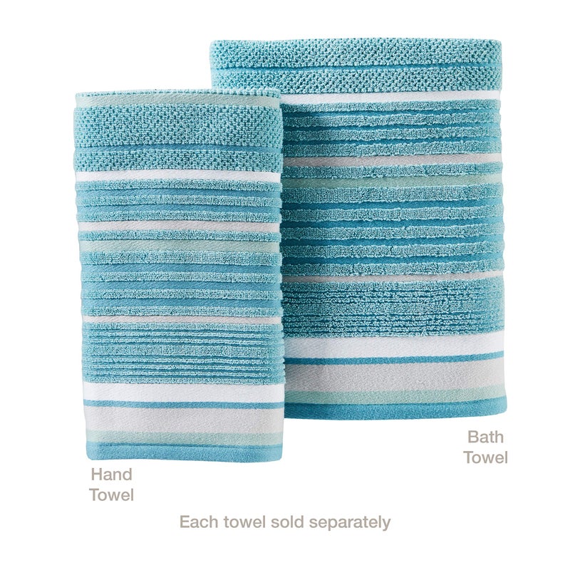 SKL Home Seabrook Stripe 100% Cotton Premium Bath Towel, 550 GSM, Soft & Absorbent Jacquard, Teal - Image 2